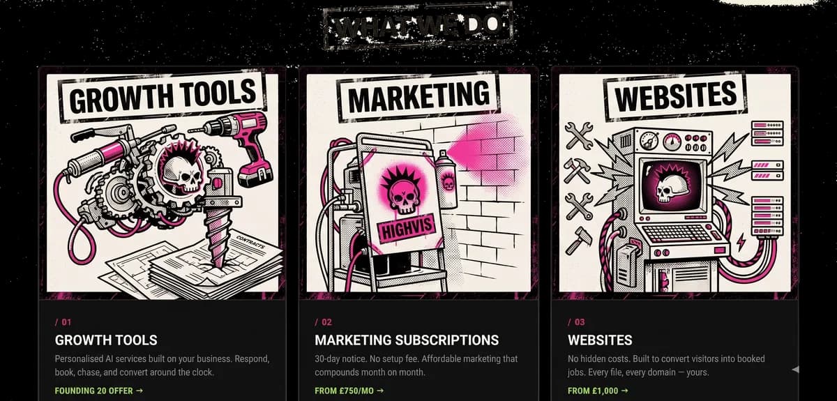 Punk-style website services illustration